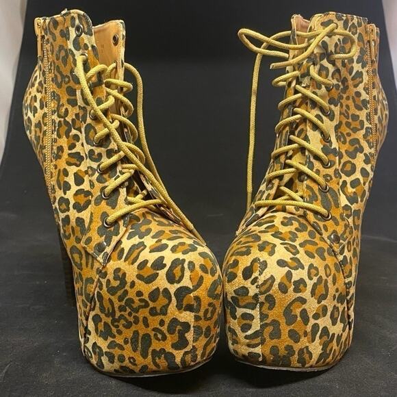 Paper fox 6inch heels velvet leapord  bootie - Picture 4 of 7
